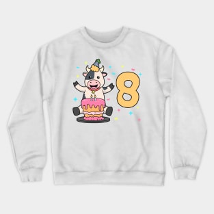 I am 8 with cow - kids birthday 8 years old Crewneck Sweatshirt